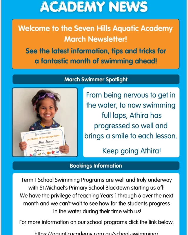 🧡 You’ve got mail 🩵
March Newsletters are in your inbox! Keep up to date with the latest happening around our pools this month!